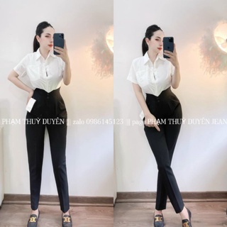 Quần baggy cạp cao 2 cúc, chạp chun phía sau