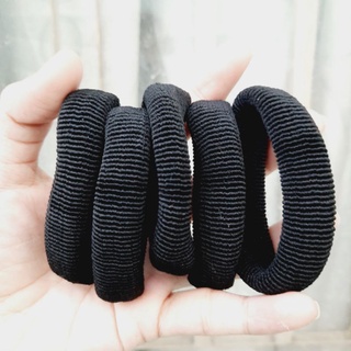 Túi 10 thun cột tóc trơn màu đen (bản 1.5cm)