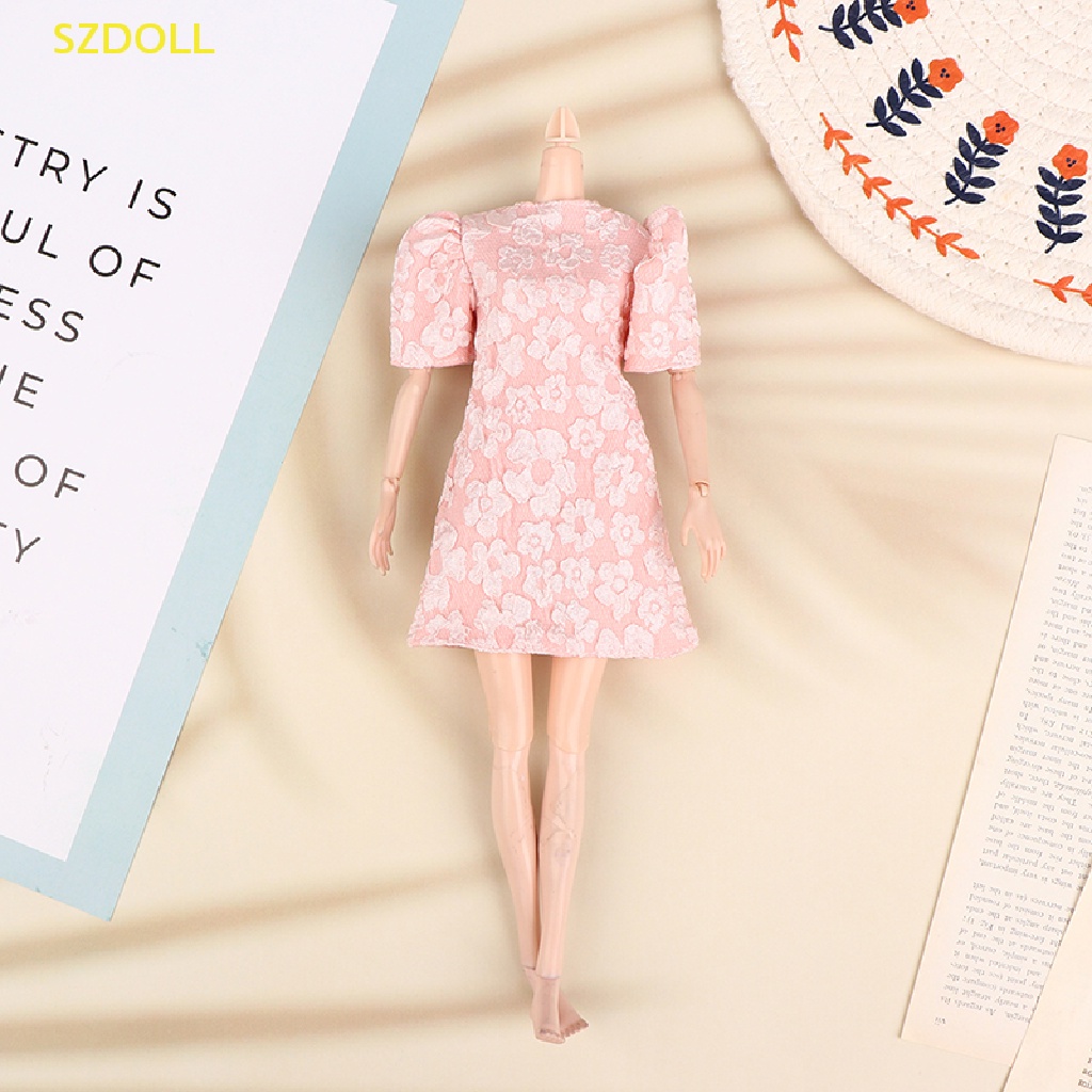Đầm Dài Tay Phồng In Họa Tiết Thời Trang Cho Búp Bê 28-30cm 1 / 6