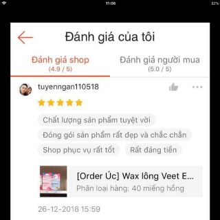[Order Úc] Miếng dán tẩy lông body, mặt, nách Veet Wax