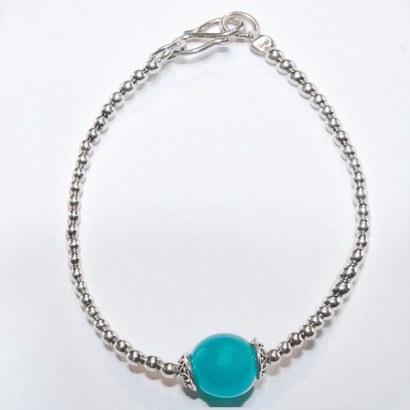 Vòng tay đá Amazonite phối charm bạc - GAIA BY YANG