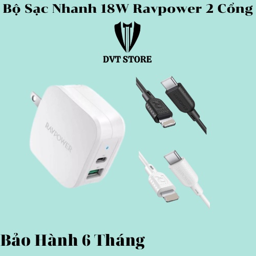 Bộ Sạc Nhanh RAVPower 18W - 2 Cổng Tiện Lợi - Sạc Nhanh Nhiều Dòng Máy