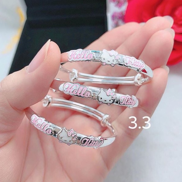 Vòng tay chữ hello kitty cho bé siêu xinh chuẩn bạc ta sáng đẹp