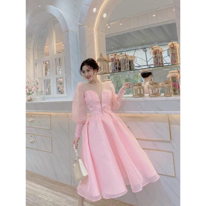 ĐẦM XOÈ TAY PHỒNG có đính cườm ( video thất 1000%)