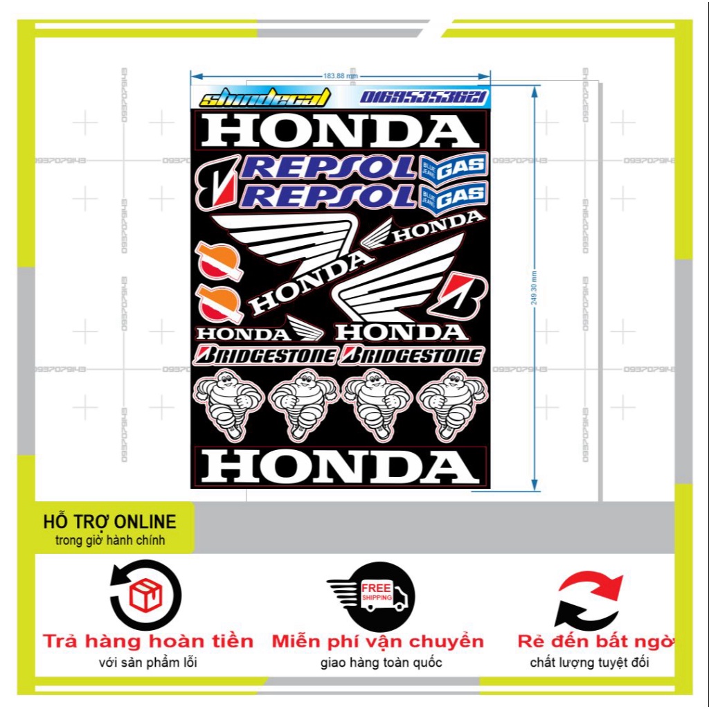 LOGO STICKER CÁNH CHIM HONDA 04 - DUNG DECAL