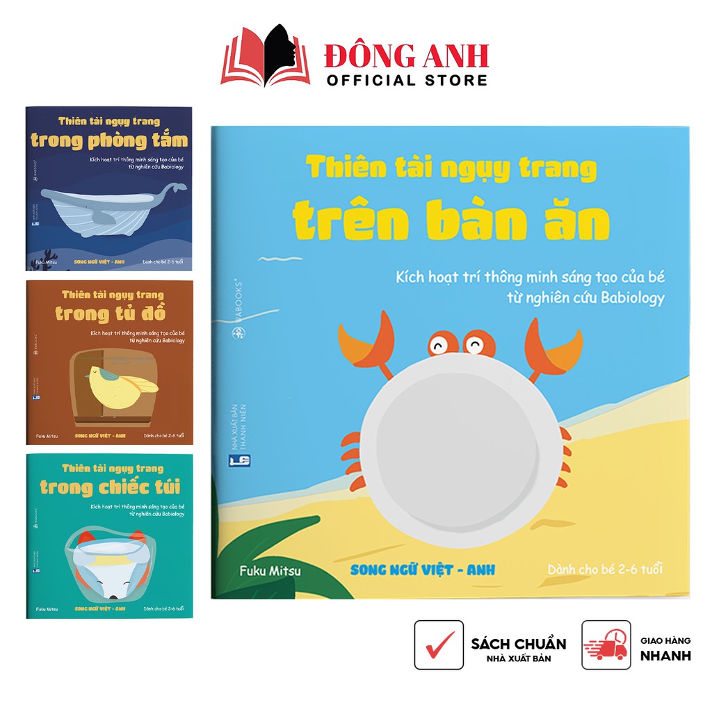 Sách - Combo 4 cuốn Ehon Thiên Tài Ngụy Trang song ngữ Việt-Anh dành cho bé 2-6 tuổi