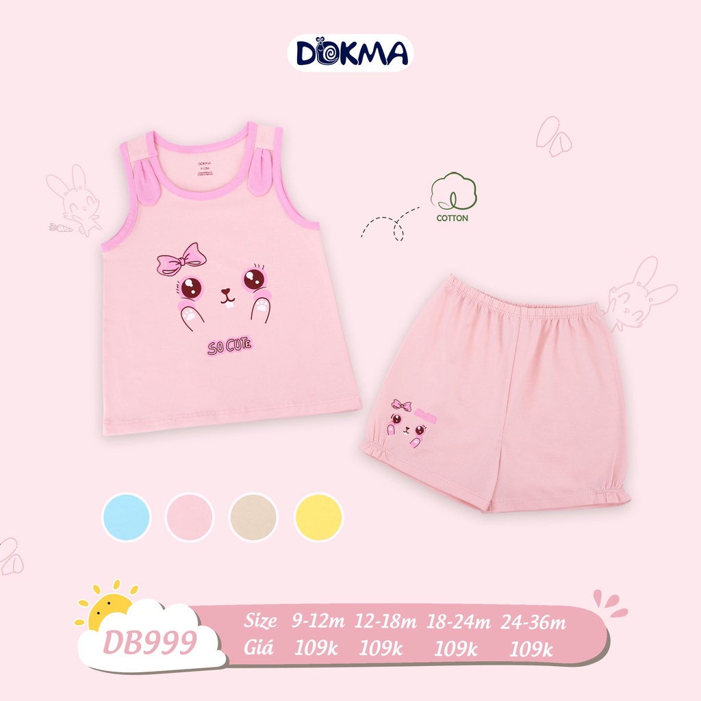 (12-26M) Bộ ba lỗ phối tai cotton Dokma cho bé DB999