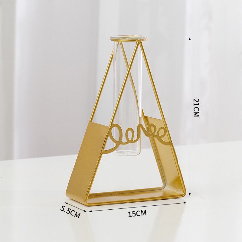 Lọ hoa thủy tinh viền kim loại có chữ Love, trang trí decor, ảnh thật, giá bán cho 1 lọ