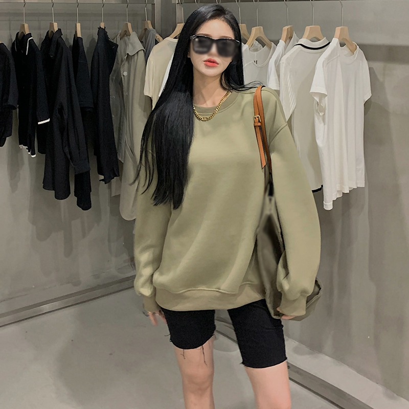Áo hoodie dài tay màu trơn thời trang nữ tính