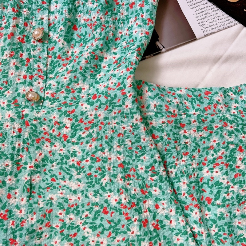 Váy 2 dây hoa nhí dáng dài cổ điển phong cách retro nữ tính FINANCY VT03 | BigBuy360 - bigbuy360.vn