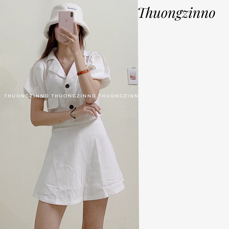 [ẢNH THẬT/VIDEO] SET ÁO LỬNG + CHÂN VÁY HÀN QUỐC SET CROPTOP TRẺ TRUNG