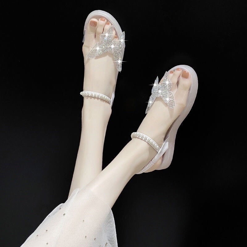 SANDAL NỮ QUAI TRONG HÌNH BƯỚM -SANDAL ĐÍNH CƯỜM LẤP LÁNH