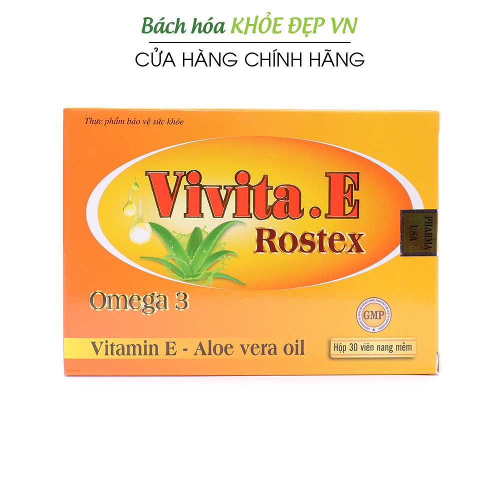 Viên uống đẹp da Vivita E Vàng bổ sung Vitamin E, Omega 3, tinh dầu nha đam - Hộp 30 viên | Thế Giới Skin Care