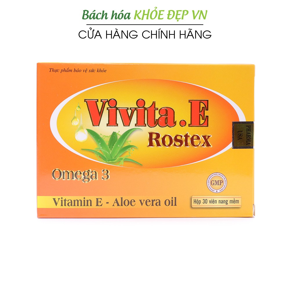 Viên uống đẹp da Vivita E Vàng bổ sung Vitamin E, Omega 3, tinh dầu nha đam - Hộp 30 viên | BigBuy360 - bigbuy360.vn