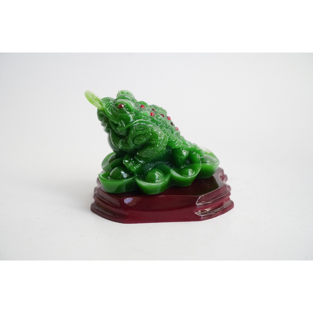 Tượng Cóc Thiềm Thừ xanh ngọc ngậm tiền tài lộc - Cao 7cm | BigBuy360 - bigbuy360.vn