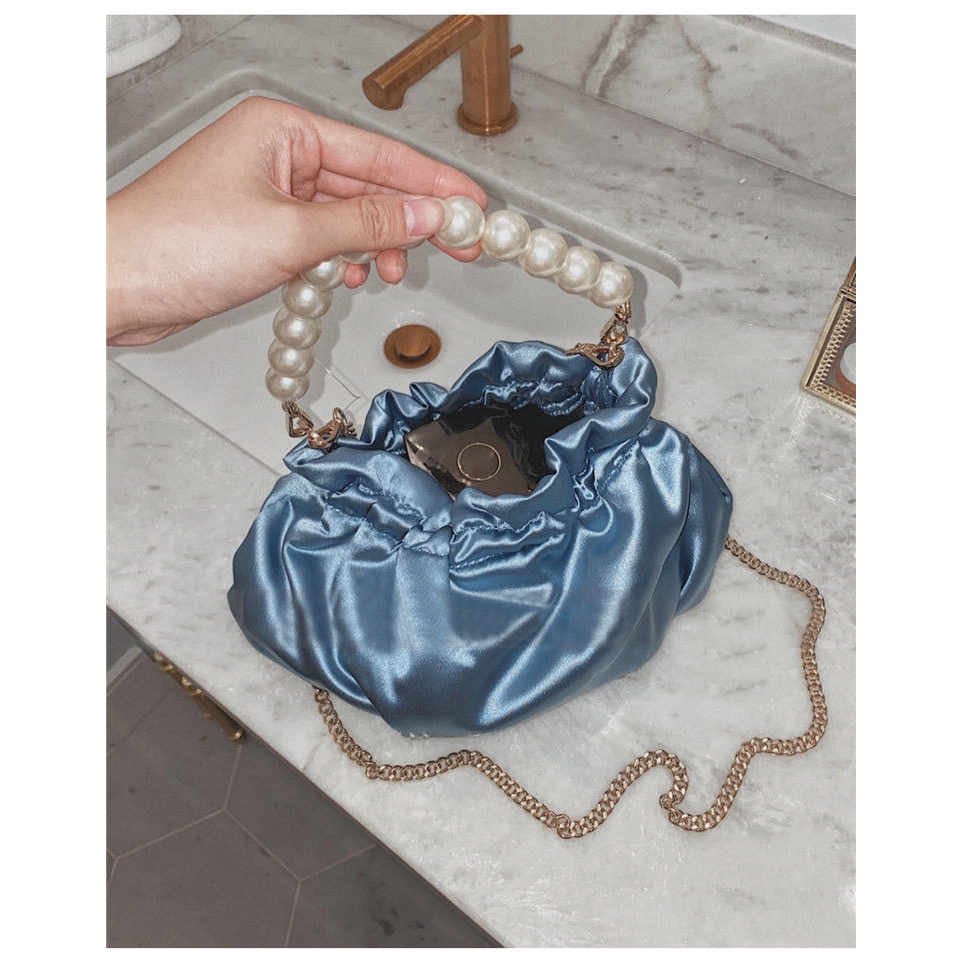 Ielgy Handbag Túi Đeo Vai Hình Lõm Mây Dây Xích Gấp Được