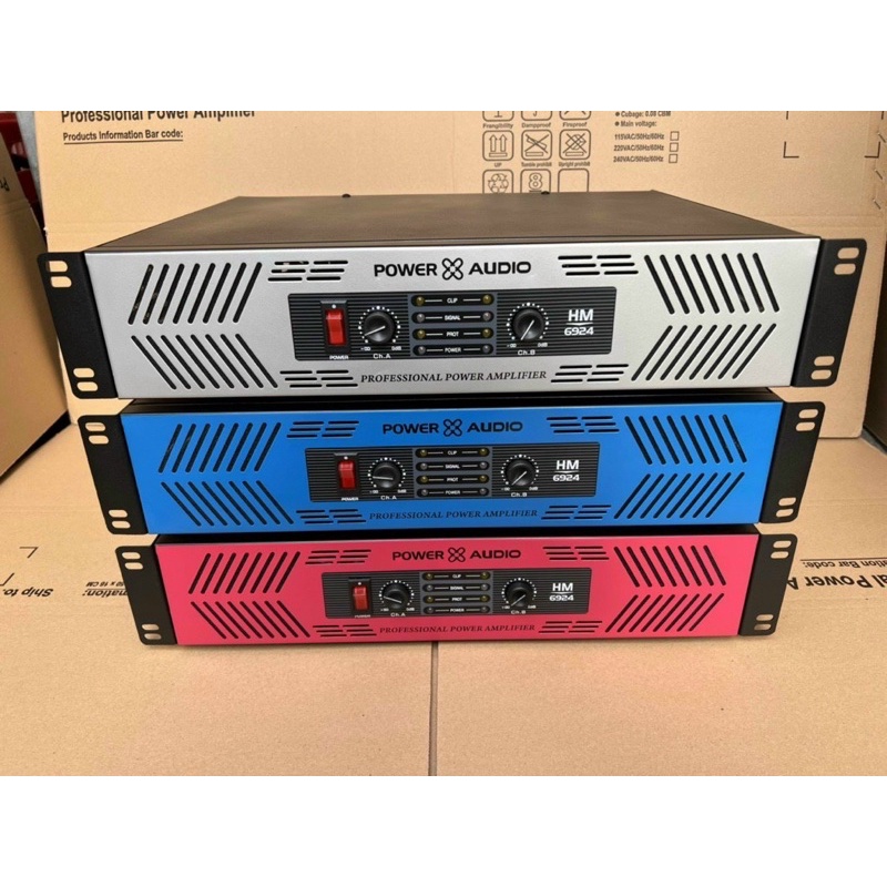 Cục Đẩy Main HM6924 Công Suất dành cho karaoke, hội trường, sân khấu, 24 sò toshiba lớn, Công suất 700w 1 kênh, Có 3 Màu
