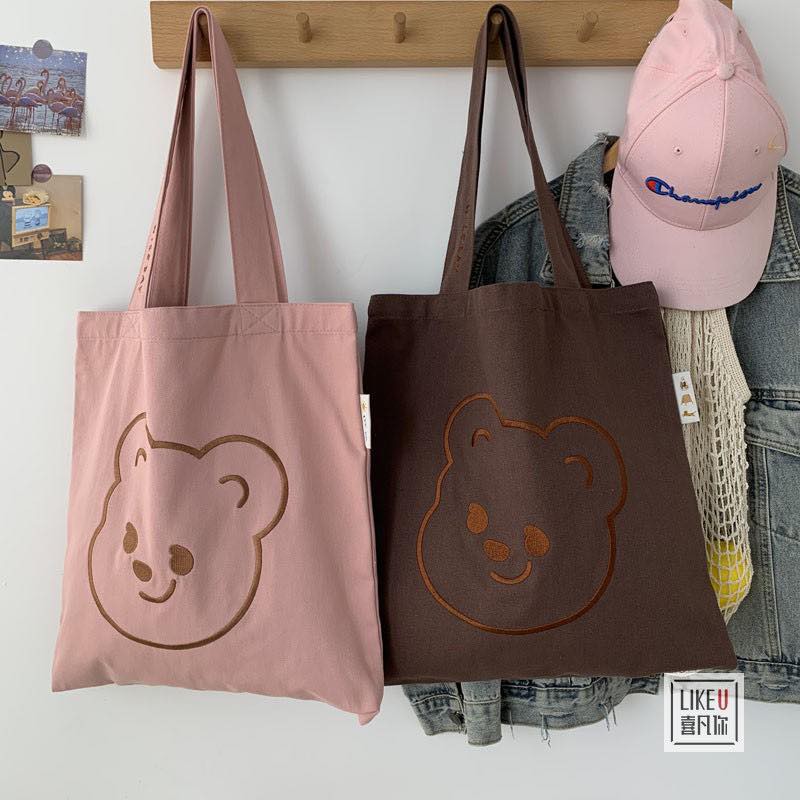 ẢNH THẬT Túi vải túi tote canvas hình gấu xinh xắn