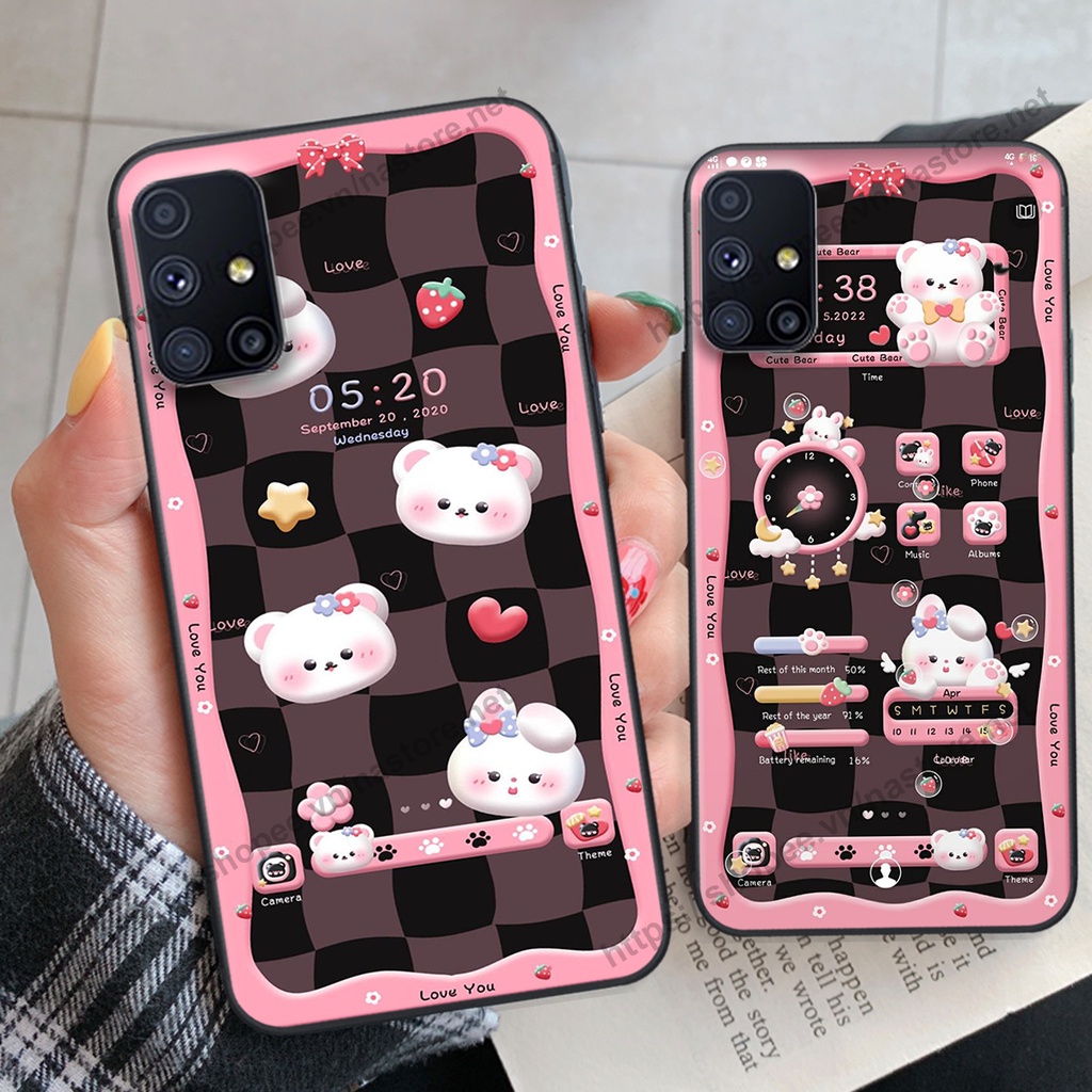 Ốp lưng Samsung M51 gấu, đồng hồ dễ thương cute giá rẻ
