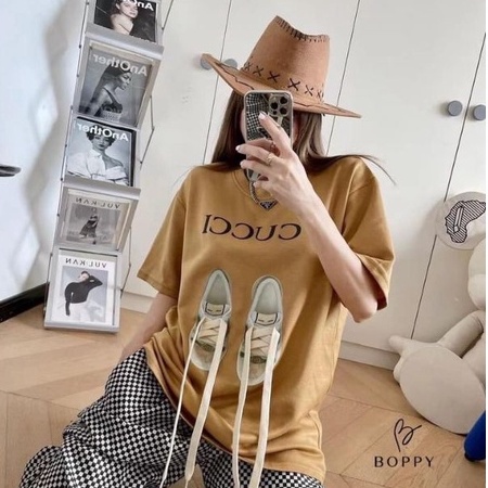 Áo thun nam nữ GC Đôi Giày, Áo thun unisex tay lỡ 3158 ullzang form rộng oversize chất liệu Cotton xịn dày dặn A3