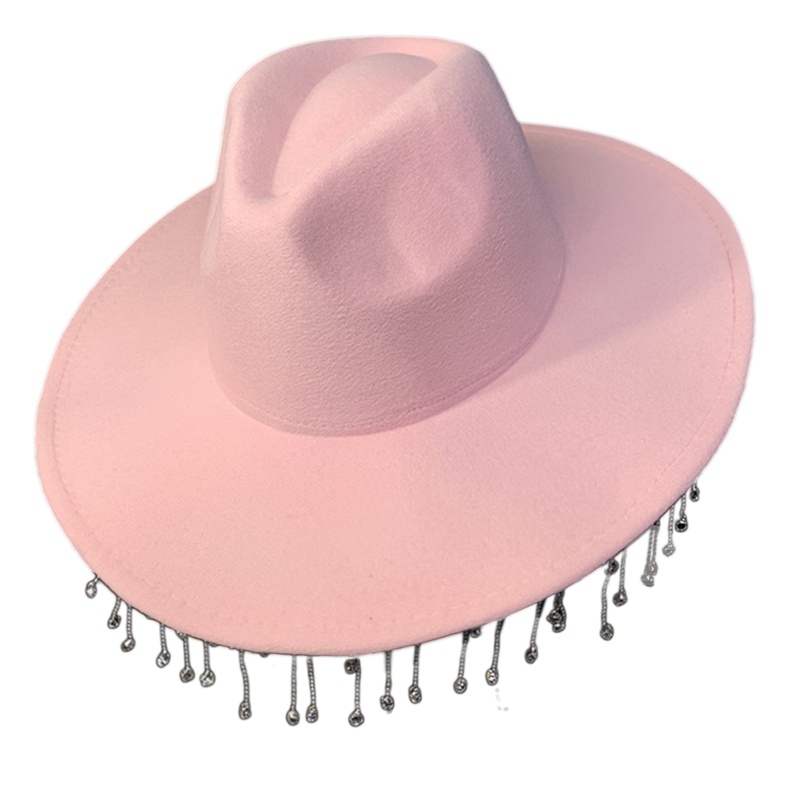 Mũ Fedora Đính Đá Phối Tua Rua Thời Trang Dự Tiệc