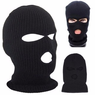 Mũ dệt kim mặt ấm áp mùa đông 3 lỗ Balaclava Snowboard Mặt nạ trượt tuyết màu đen ✨Dstoolsmall