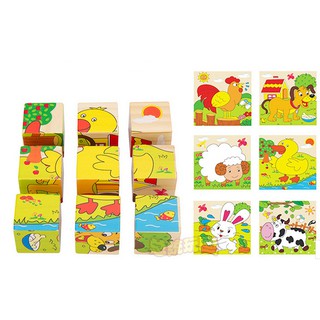 Tranh ghép gỗ 6 mặt - Ghép hình lập phương (Nhiều mẫu)