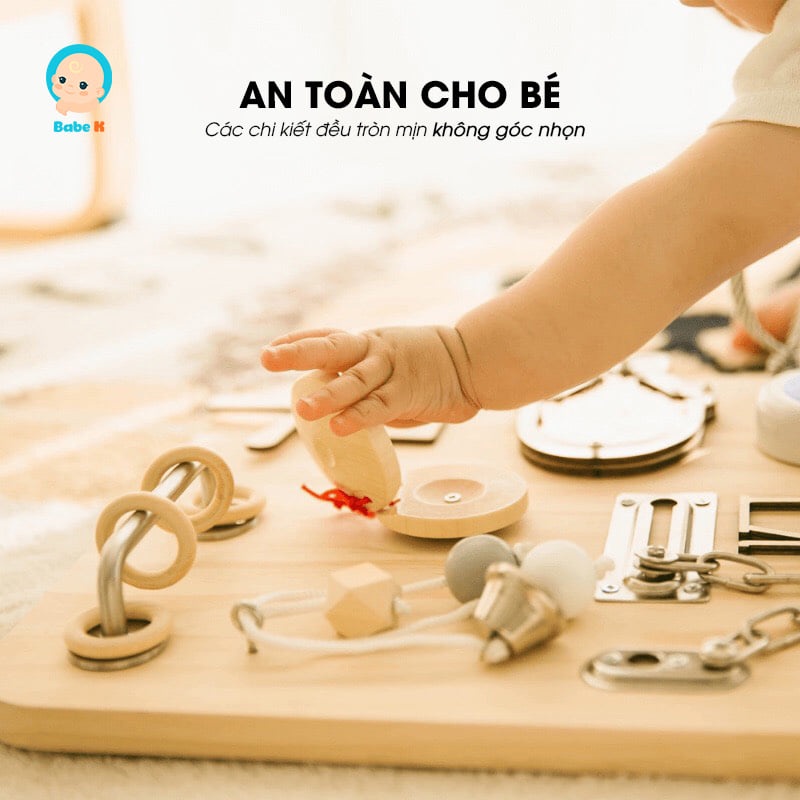 Đồ chơi trẻ em, bảng bận rộn 15 chi tiết gỗ cao cấp BUSY BOARD shop Babe K