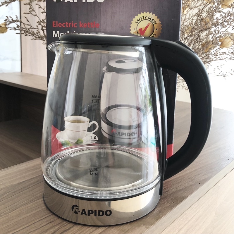 [HÀNG CHÍNH HÃNG] Ấm siêu tốc thuỷ tinh Rapido