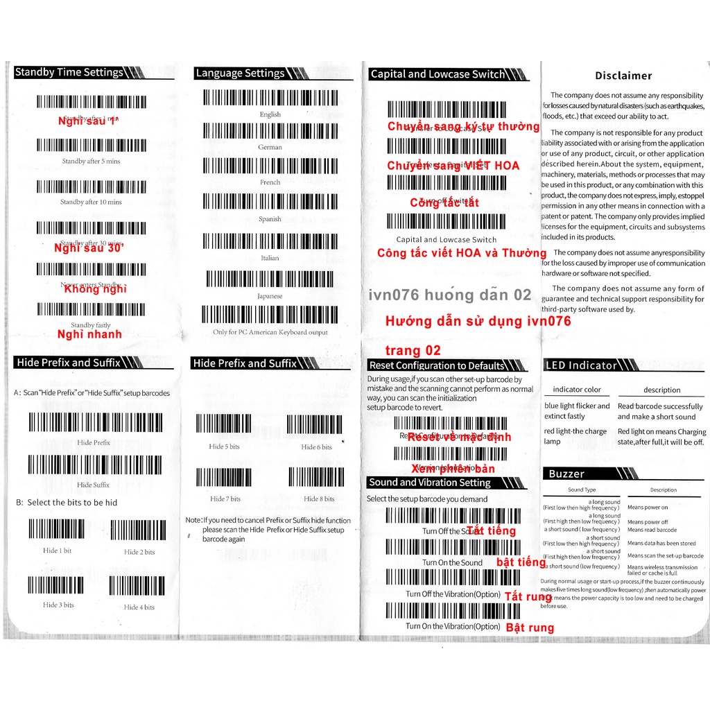 Ivn076 máy quét mã vạch Symcode ivn076 không dây cảm biến hồng quang CCD  quét được cả mã barcode 1D và mã QR 2D