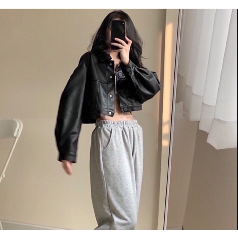 Áo da dáng croptop hàng loại 1