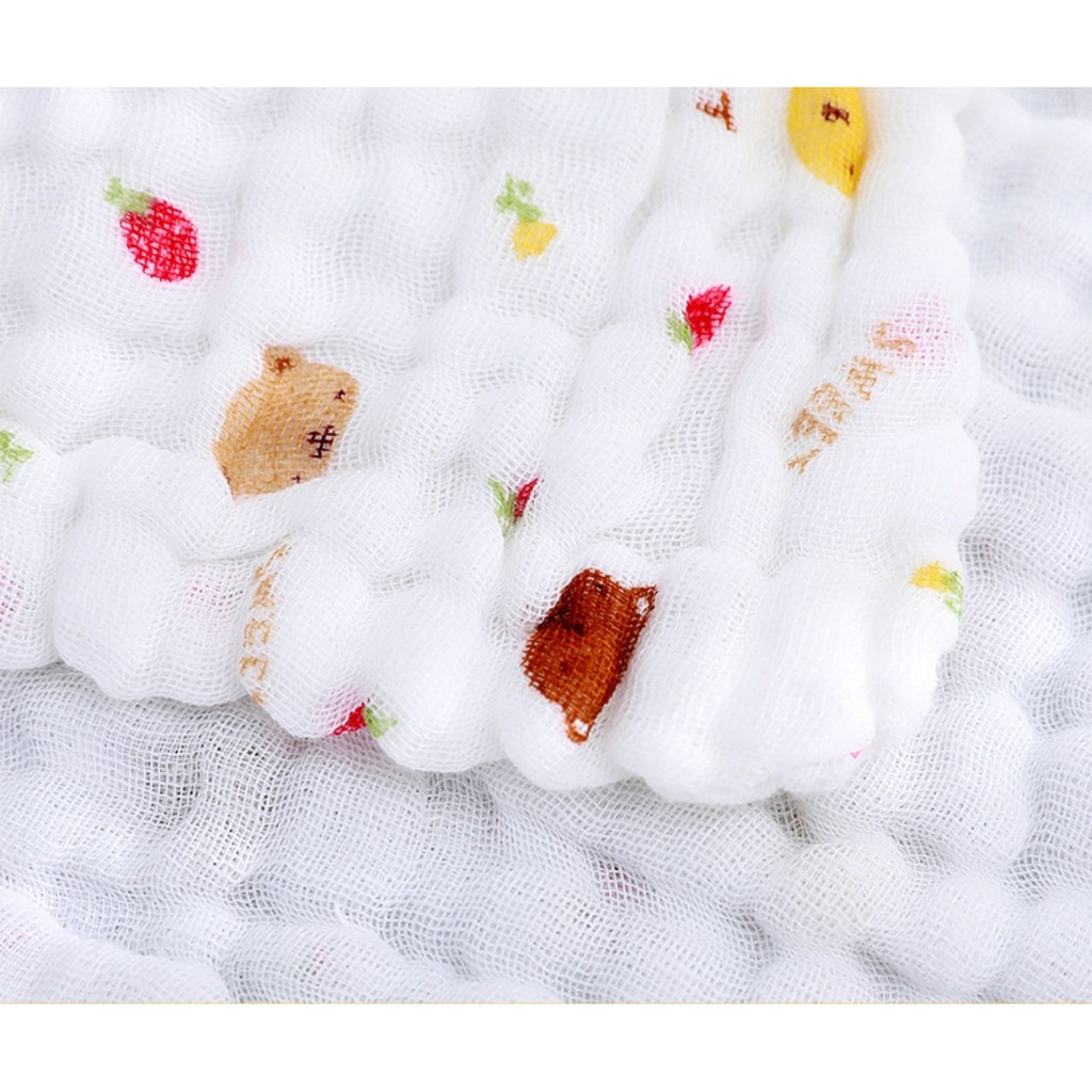 Set 5 khăn xô sữa sợi tre đa năng siêu mềm, họa tiết đáng yêu 6 lớp 30x30cm cho bé yêu