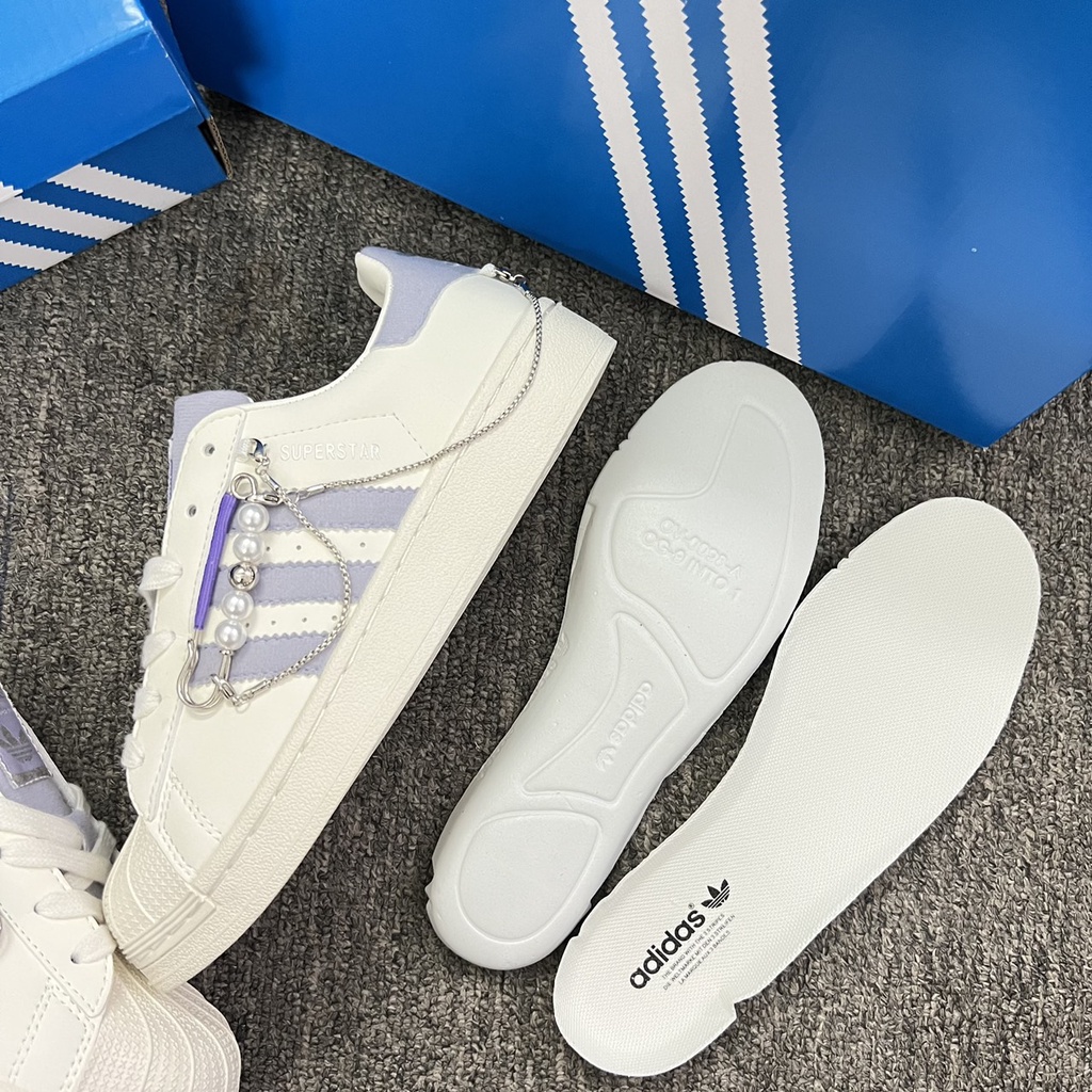 Giày sneakes Nam Nữ Trắng 𝑨𝒅𝒊𝒅𝒂s𝒔 𝑴𝒖̃𝒊 𝑺𝒐̀, Giày Thể Thao Das 𝑺𝒐̀ Ngọc trai Tím, Ngọc trai Vàng