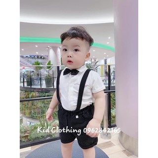 Bộ yếm sơ mi công tử cộc tay cho bé trai