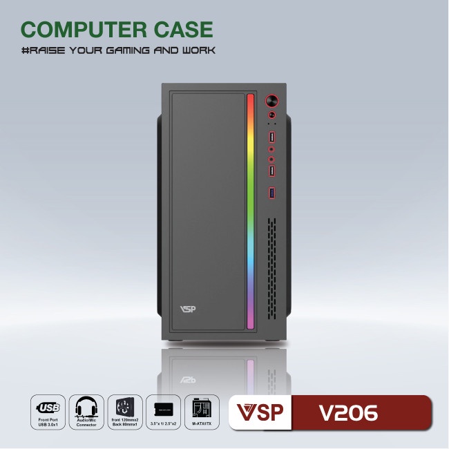 Giá siêu tốt  Vỏ Case Máy Tính VSP V206 LED RGB