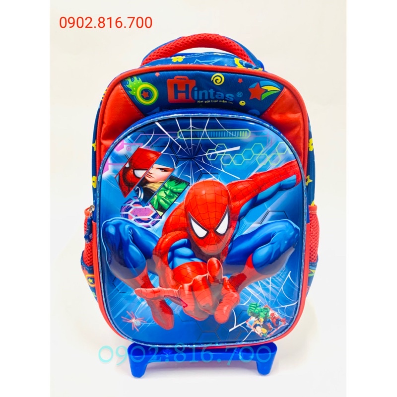 Balo cần kéo đi học cho bé trai tiểu học cấp 1 hình siêu nhân nhện Spiderman - Hintas