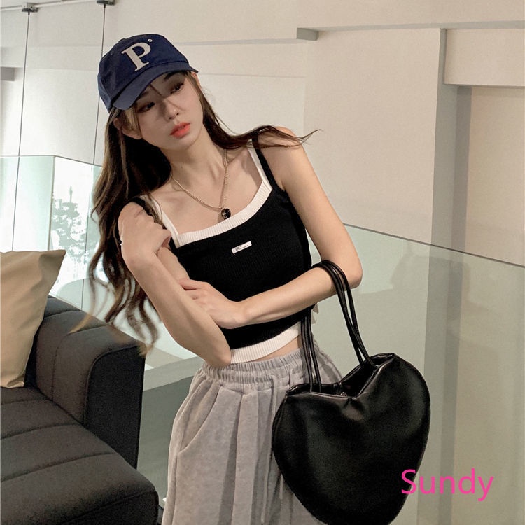 Áo Hai Dây Màu Khối Thời Trang Mùa Hè Quyến Rũ Cho Nữ