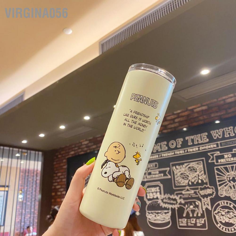 Virgina056 Tumbler cách nhiệt bằng thép không gỉ Mẫu hoạt hình dễ thương Thiết kế chống trượt Bình nước di động cho trẻ em