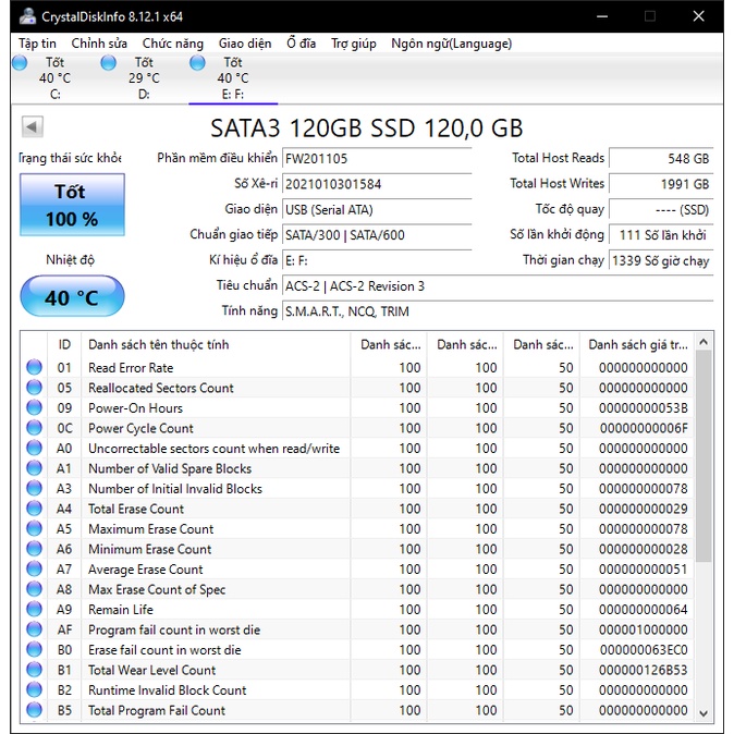 Ổ cứng SSD 120GB Chính hãng - Còn Bảo Hành - Qua Sử Dụng | BigBuy360 - bigbuy360.vn