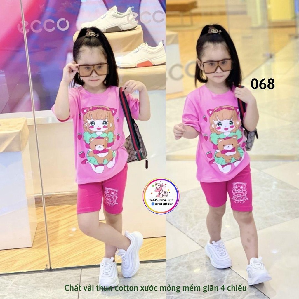 18 đến 38kg - Bộ ngố cho bé gái size đại thun cotton mỏng mềm 068