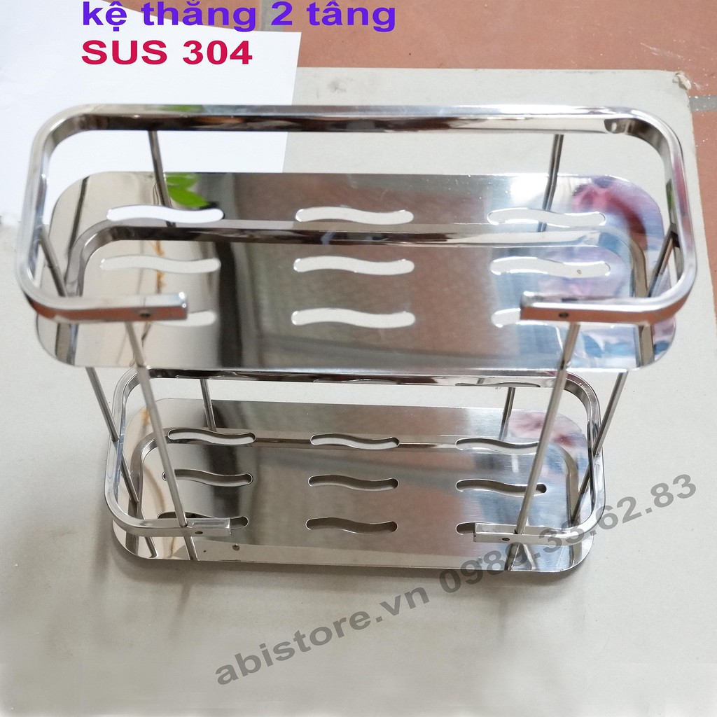 [HÀNG CHUẨN]KỆ THẲNG 2 TẦNG INOX 304 KÍCH THƯỚC, KỆ THẲNG NHÀ TẮM CAO CẤP GIÁ RẺ HÀ NỘI