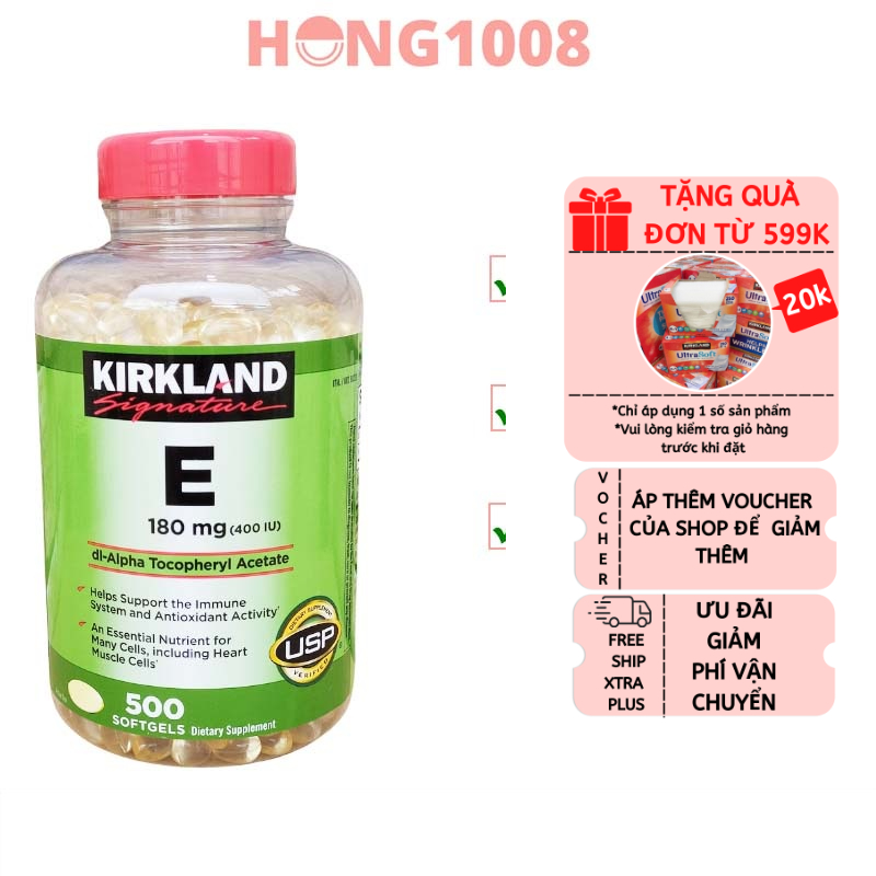 Viên Uống Vitamin E 400 IU 500 Viên Kirkland Của Mỹ Đẹp Da Làm Chậm Lão Hóa ND