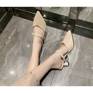 HÀNG SẴN_Giày Sandal Basic Mũi Nhọn Hai Kiểu Mặc Đế Tròn