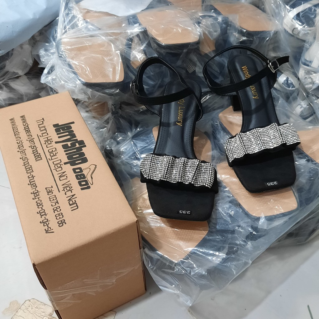 Giày Sandal cao gót 5p quai ngang nhún Kim Tuyến mẫu mới siêu xinh