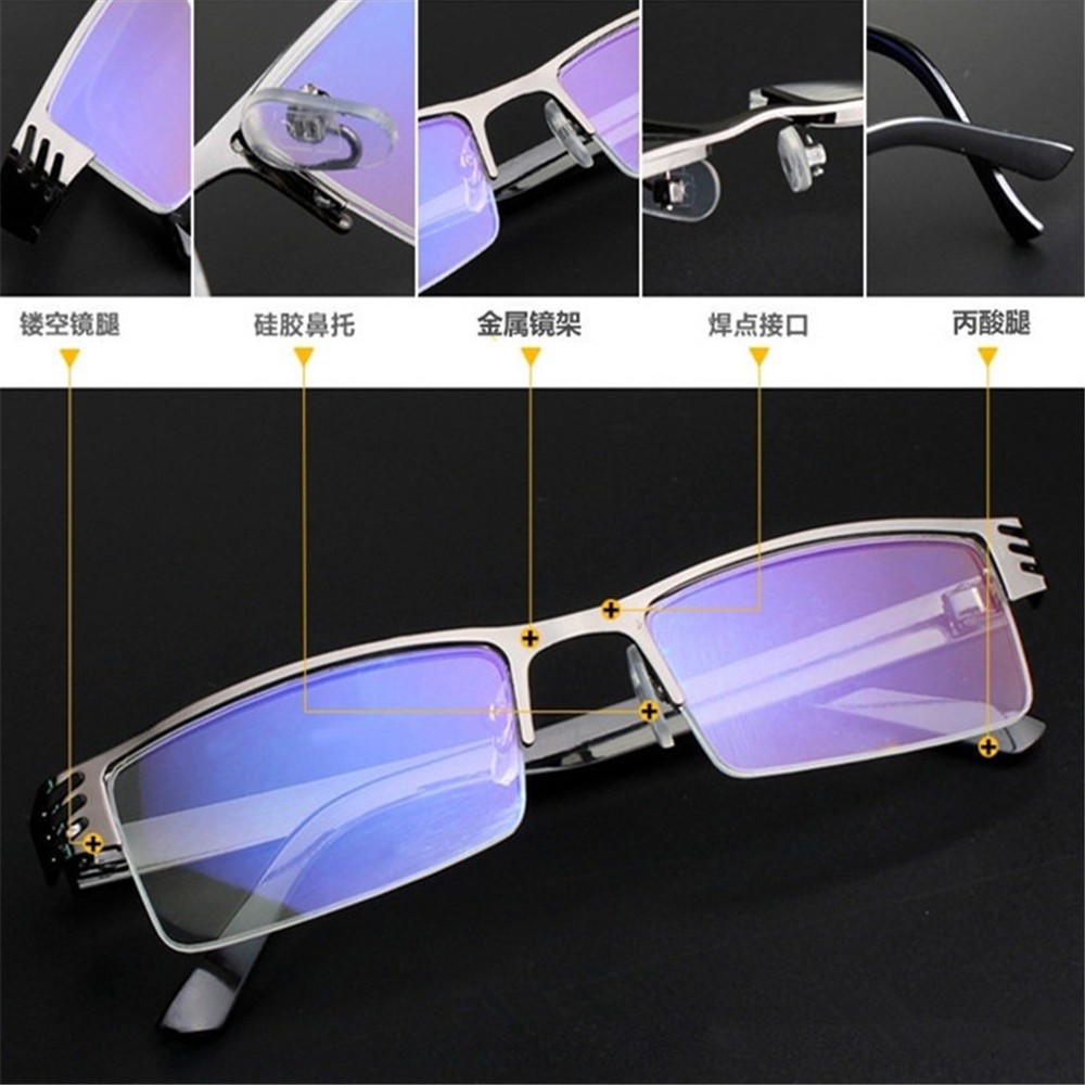 Mắt kính gọng kim loại thiết kế viền nửa tròng chống tia bức xạ từ máy tính | BigBuy360 - bigbuy360.vn