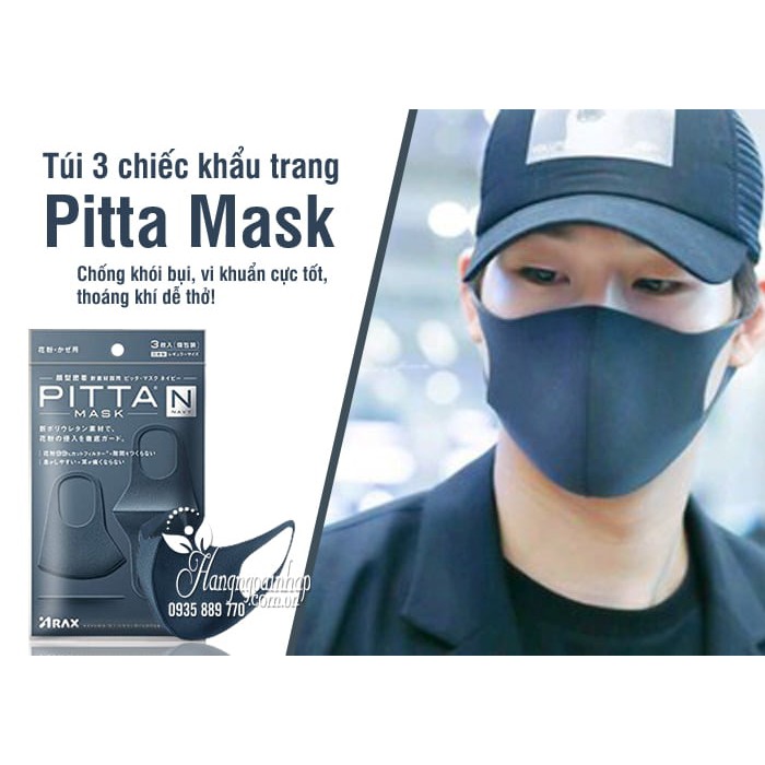 Khẩu trang Pitta Mask đen chống giọt bắn chống bụi mịn kháng khuẩn