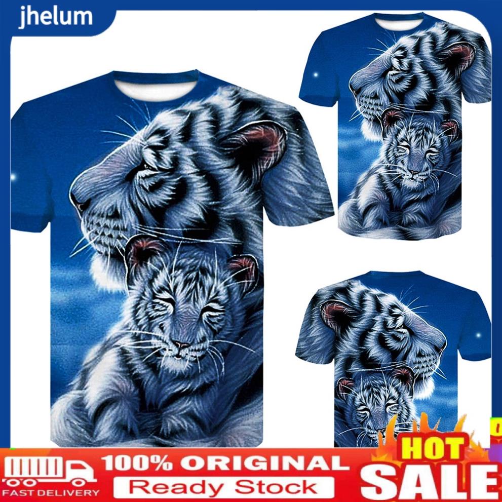 Áo nam Ngắn Tay In Hình Hổ 3D Thoáng Khí Mau Khô *