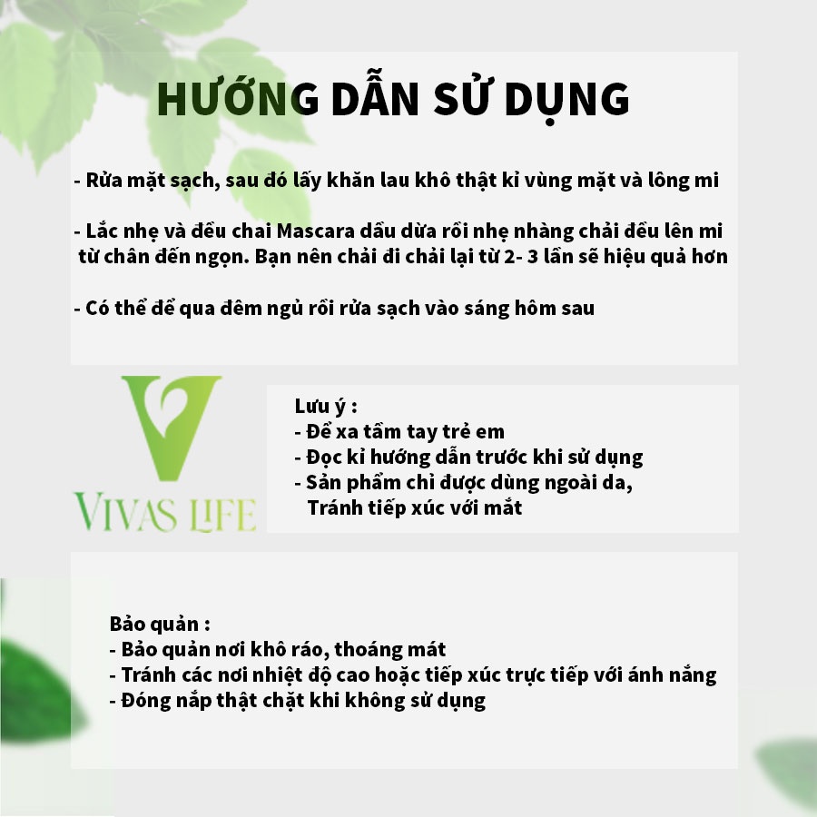 Mascara Dưỡng Mi Dầu Dừa Nguyên Chất Giúp Mi Mọc Dài & Dày Hơn VIVAS LIFE 5ml | BigBuy360 - bigbuy360.vn