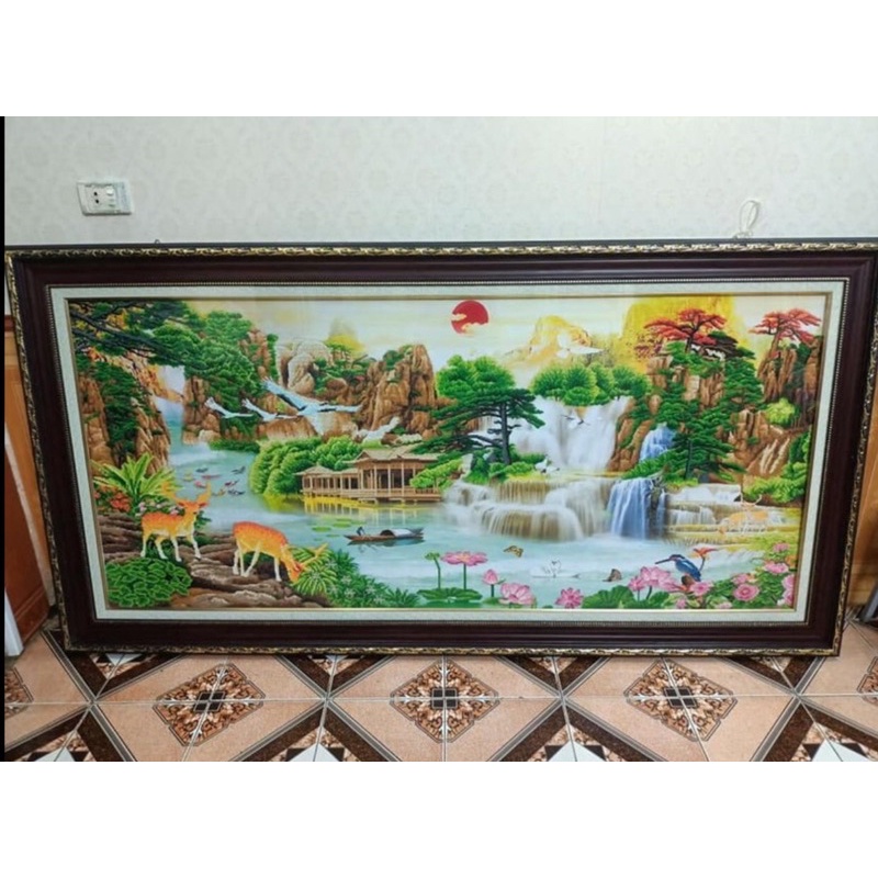 Tranh đính đá phong cảnh Non nước hữu tình Y8309, Y8310 (tranh chưa đính đá)