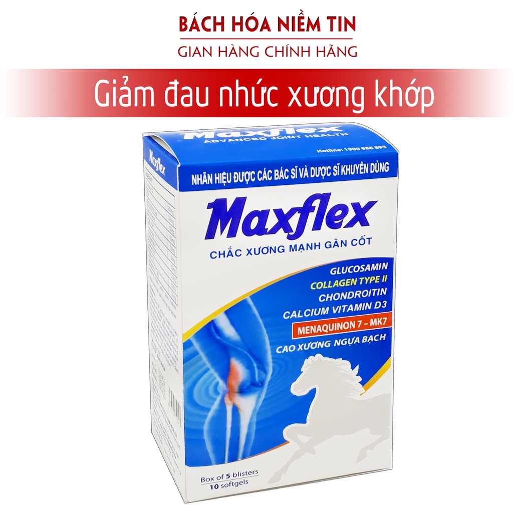 Glucosamin MaxFlex Giảm đau khớp, viêm khớp, thoái hóa cơ xương khớp, đau lưng, đau nhức - Chuẩn GMP Bộ Y tế